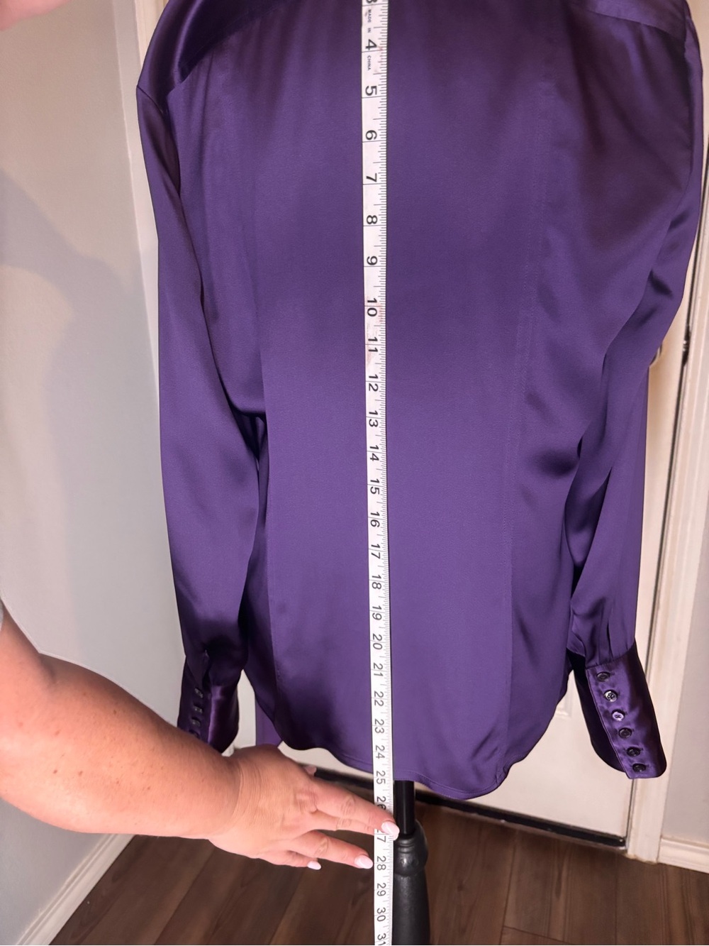 Ralph Lauren Collection Purple Label 100% Silk Satin Tie Neck Blouse Size 8 - Picture 13 of 16